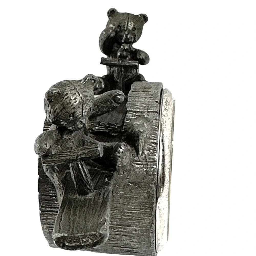 Royal‎ Selangor Pewter Teddy Bear Clock Barrel Design Collectible 1996
